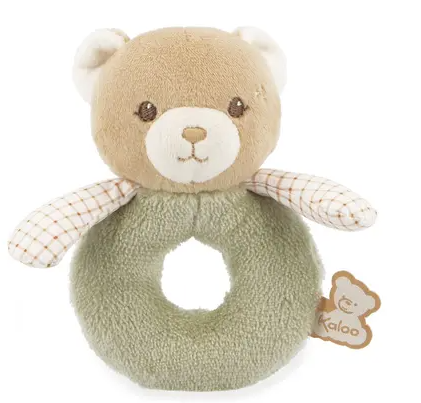 Hochet Ours Vert en Fourrure Douce