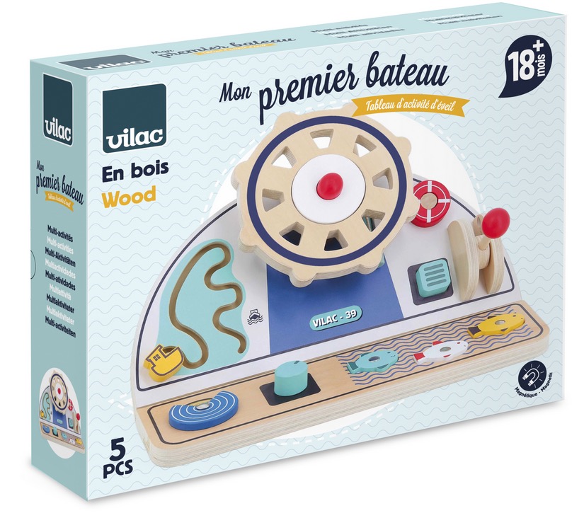 mon premier bateau - tableau d'activités en bois
