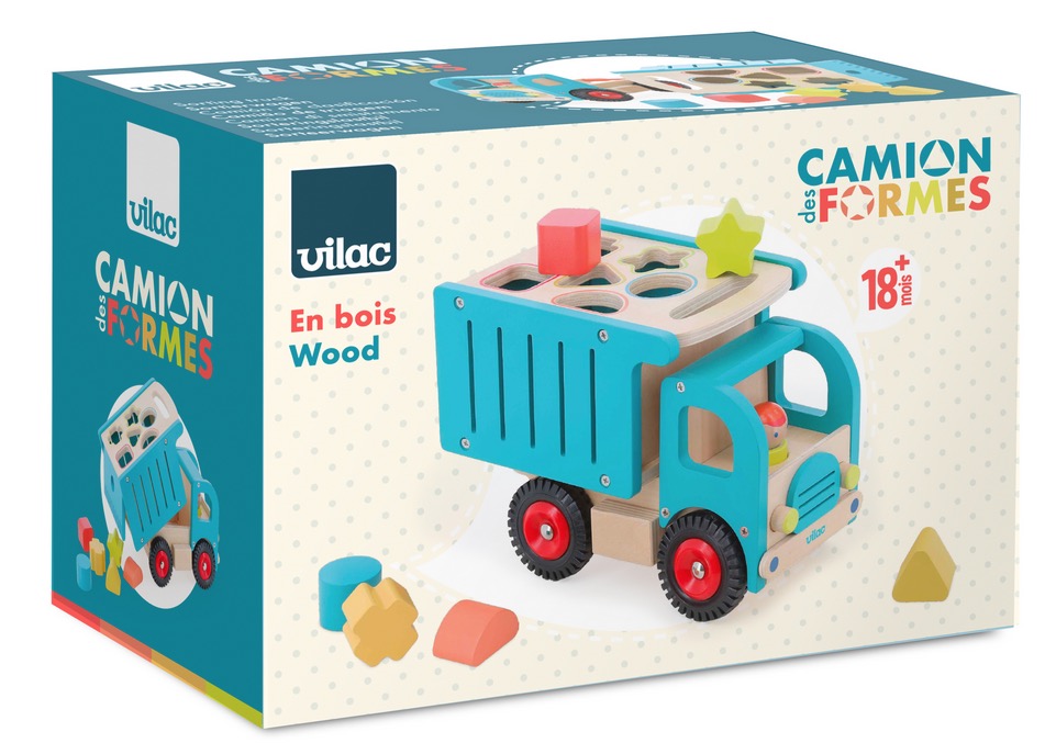 camion de tri d'éveil en bois - boîte à formes