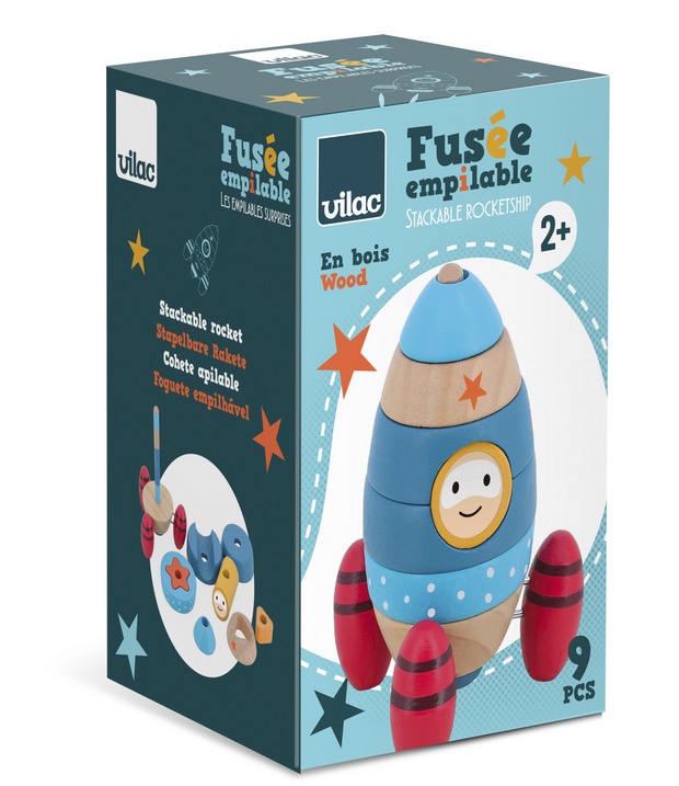 empilable surprise fusée en bois