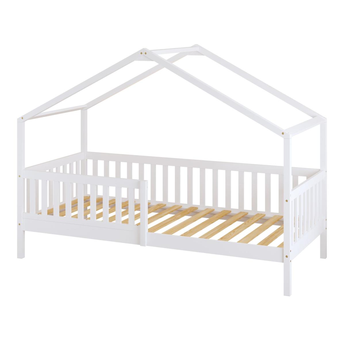 Lit simple Kae cabane barrière blanc