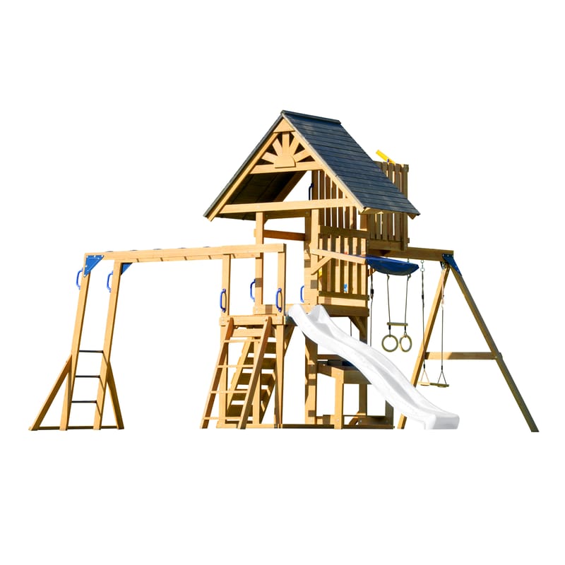 Tour Mitch 2 balançoires trapèze boutique toboggan blanc