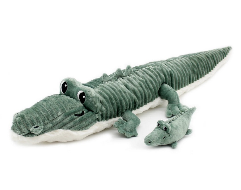 Peluche crocodile Croketou maman et son bébé vert