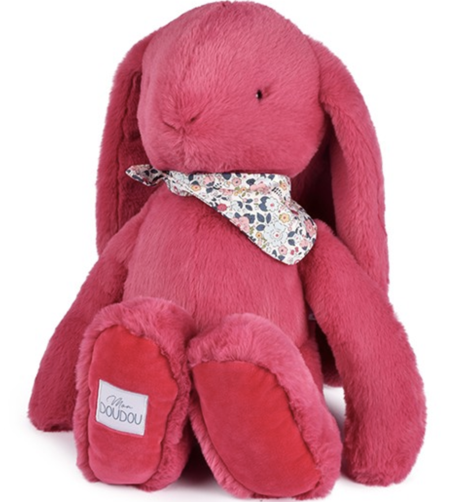 Peluche lapin fleurette fuchsia - 50 cm - Doudou et compagnie