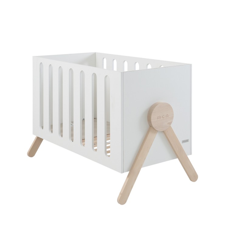 Lit Swing 120x60 cm Blanc/Bois