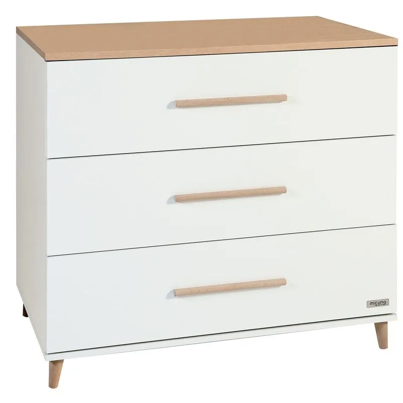Commode 3 tiroirs Blanc/Bois