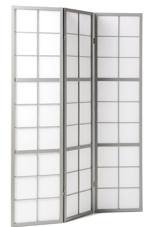 Paravent Shoji gris 3 panneaux en bois – Séparateur de pièce pliable