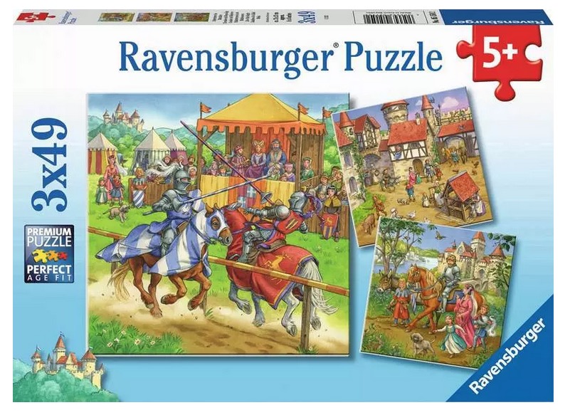Puzzle 3x49 pcs Chevaliers du Moyen age