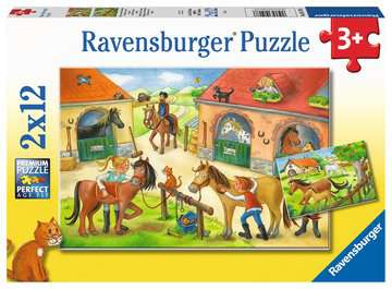 Puzzle 2x12 pcs Vacances au centre equestre