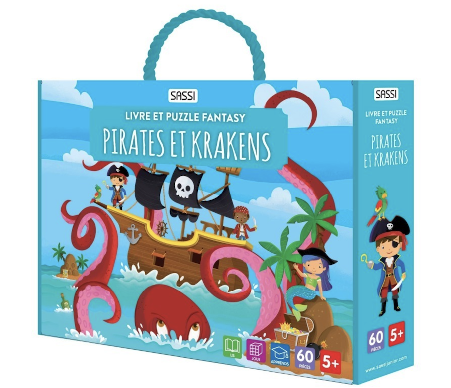 Livre et puzzle fantasy - Pirates et krakens - Sassi