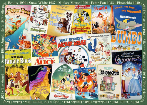 Puzzle 1000 pièces - Affiche Vintage des Films Disney