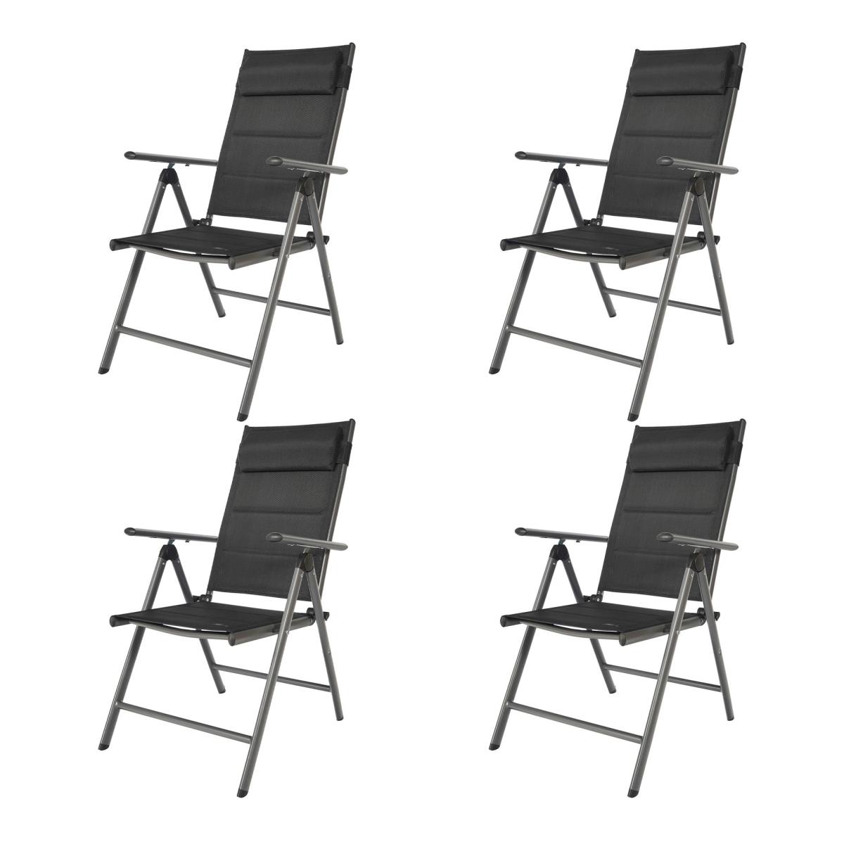 Chaise camping Mack gris foncé/noir lot de 4