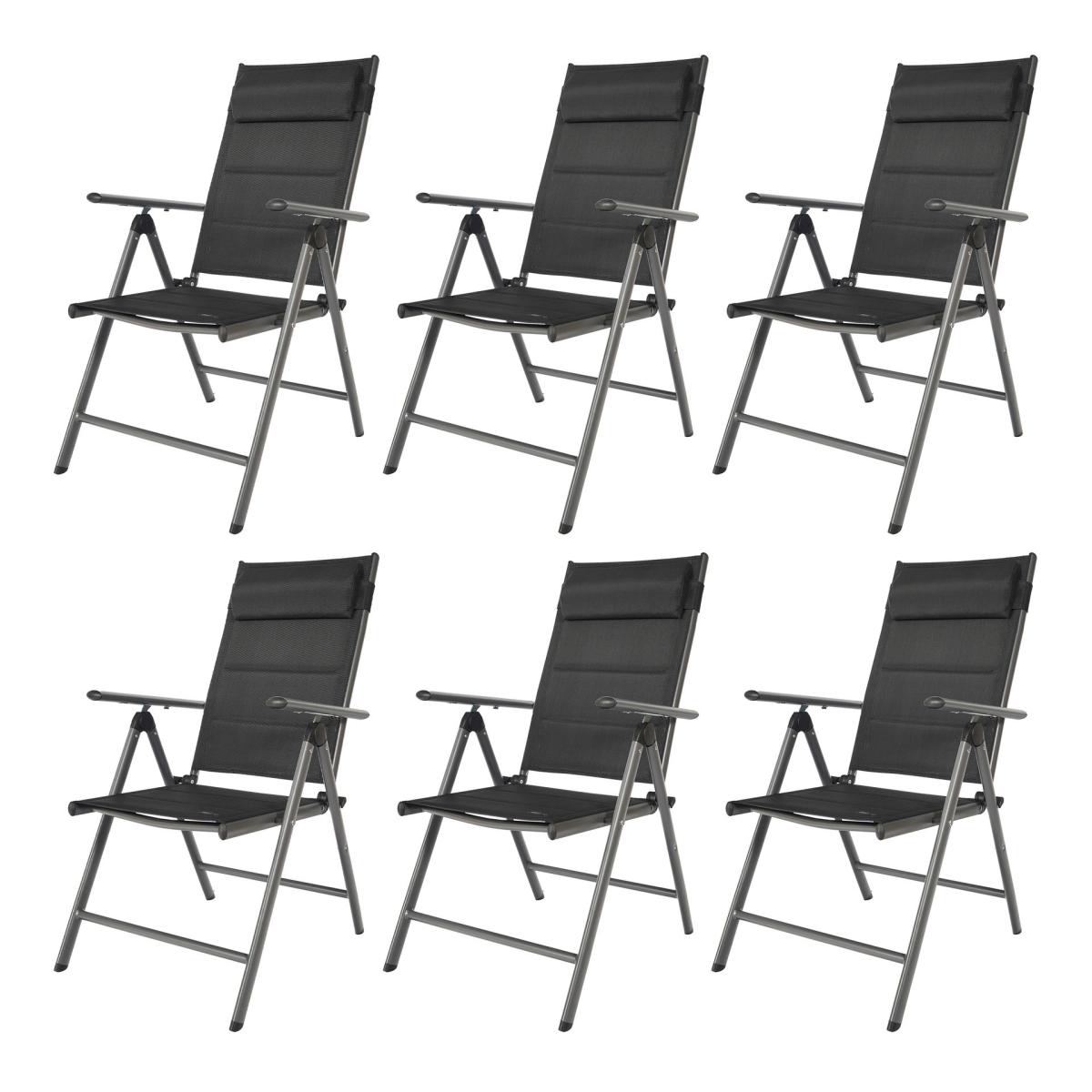 Chaise camping Mack gris foncé/noir lot de 6