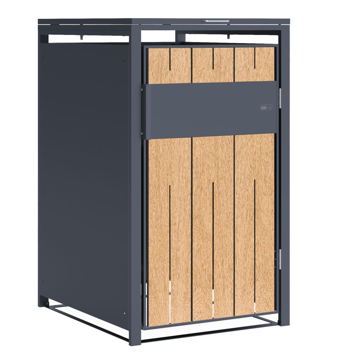 Cache poubelle métal Luke anthracite/bois 1x240L