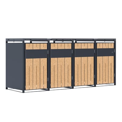 Cache poubelle métal Luke anthracite/bois 4x240L