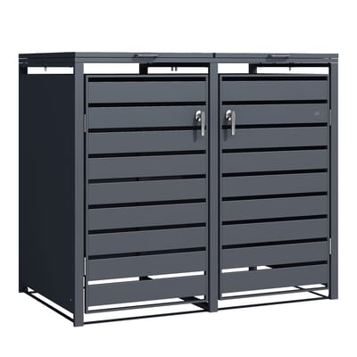 Cache poubelle métal Lucas anthracite 2x240L