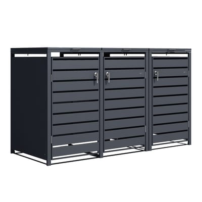 Cache poubelle métal Lucas anthracite 3x240L