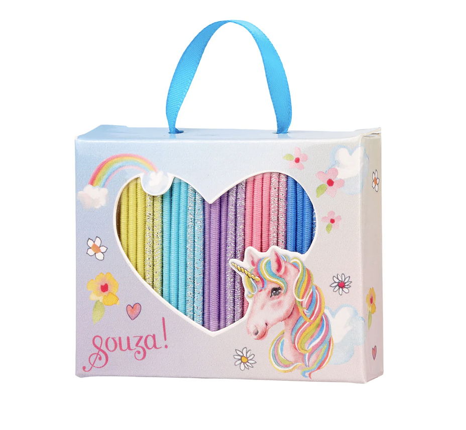 Eleny, elastiques licorne en boite cadeau