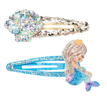 Pinces a cheveux sirene et coquillage