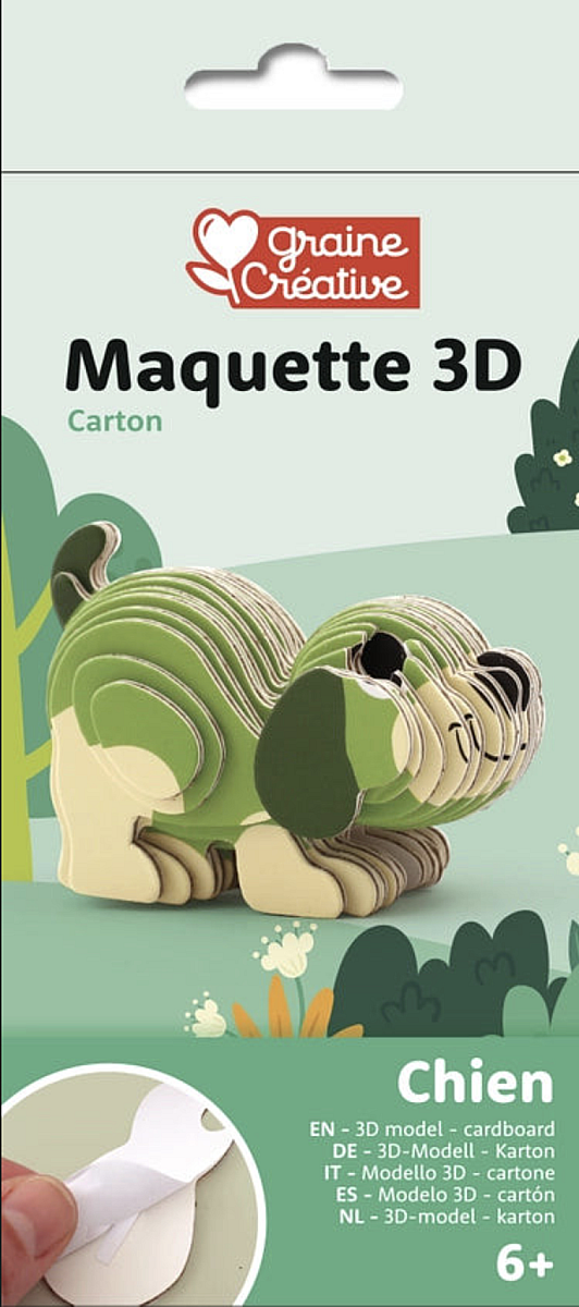 maquette adhesive carton 3d - chien