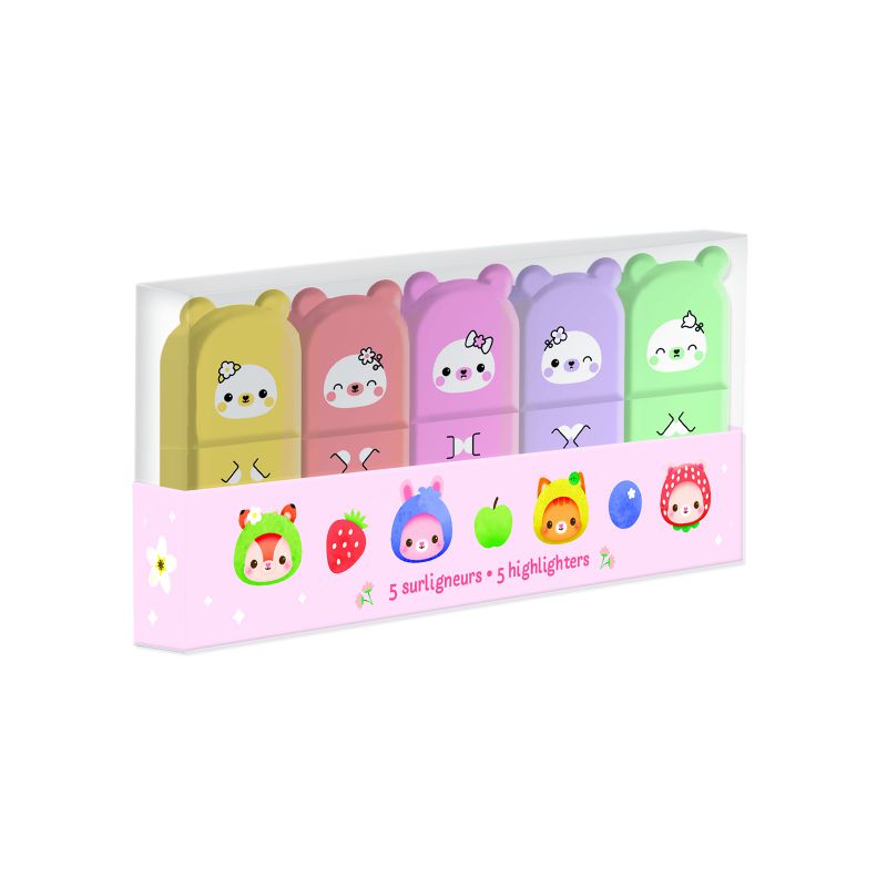 5 mini surligneurs kawaii
