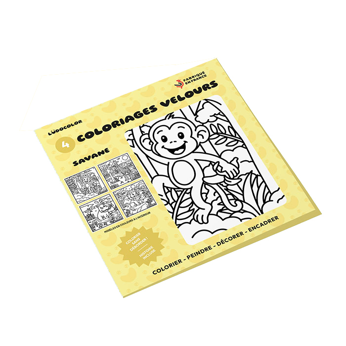 Lot de 4 coloriages velours Animaux de la savane