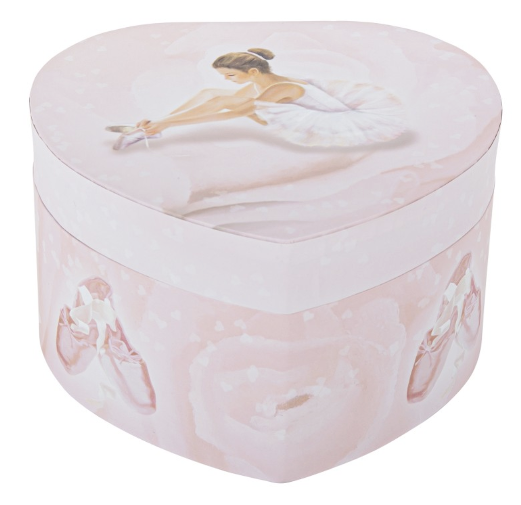 Boite a musique Coeur Phosphorescent Ballerine Rose