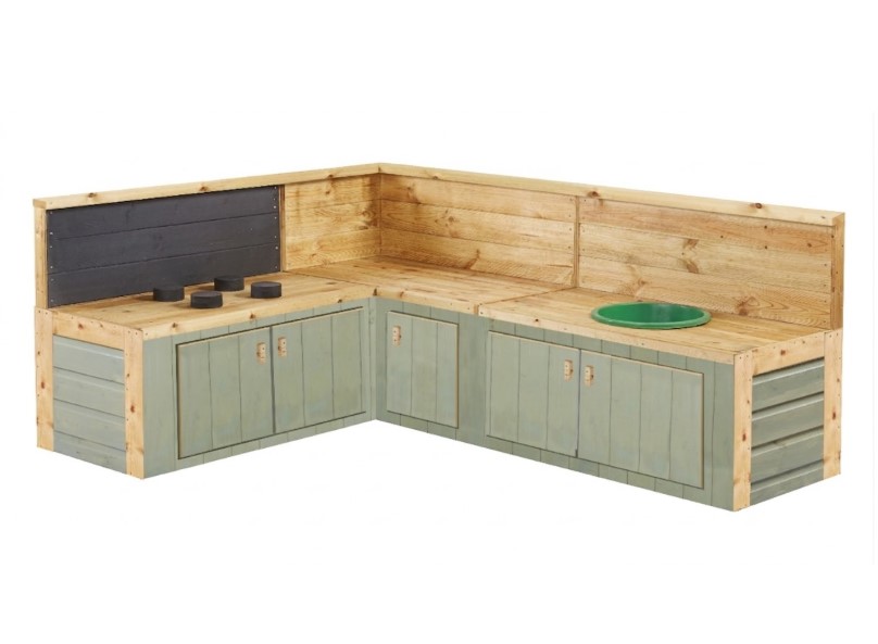 Cuisine d'angle extérieure verte H48cm