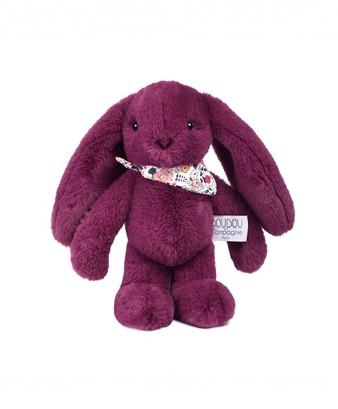 Peluche lapin fleurette - prune 35 cm