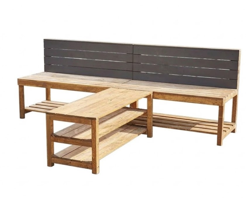 Plan de travail en bois forme T enfant