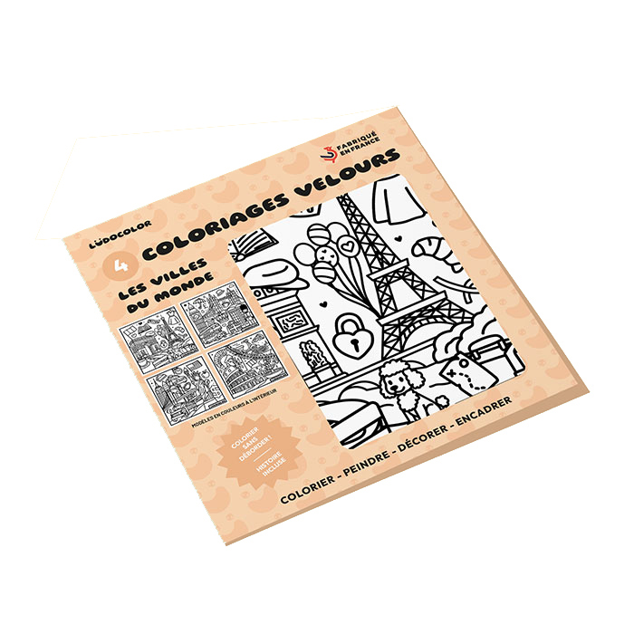 Lot de 4 coloriages velours Villes du monde