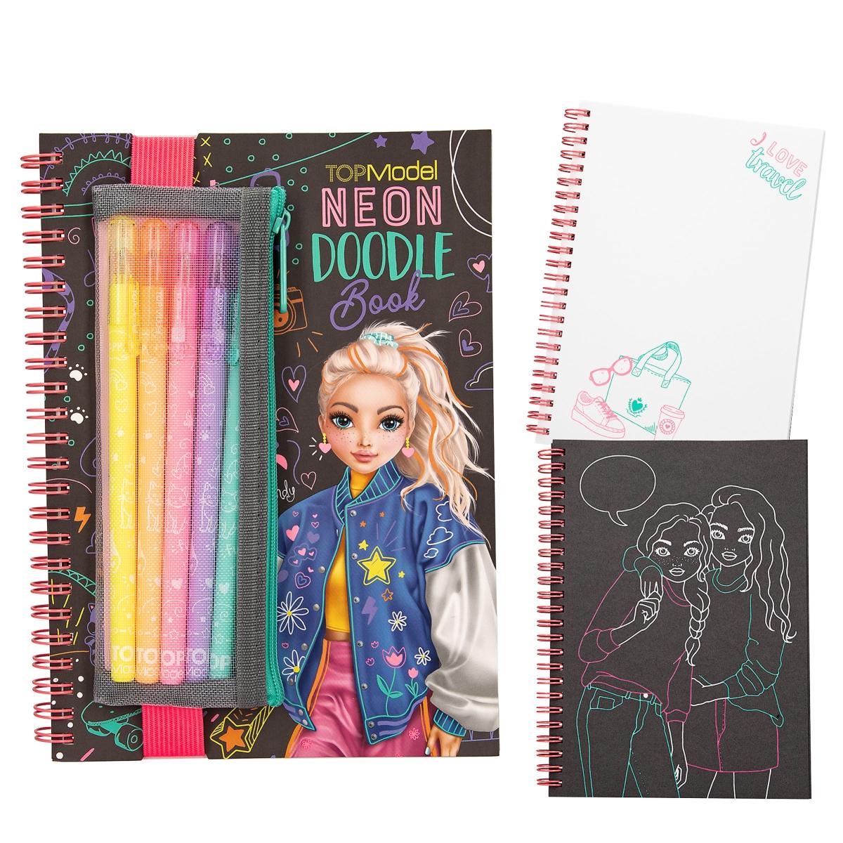 TOPModel Album à colorier Doodle avec set stylos fluos
