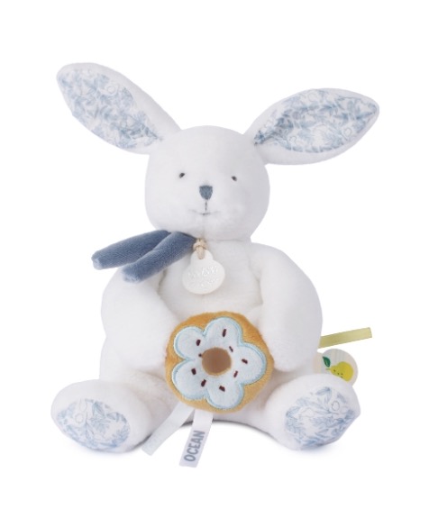 Lapin coeur Ocean - Pantin bleu avec donut 20cm