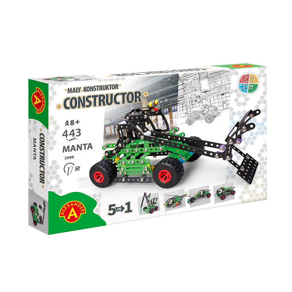 Jeu de construction 5 en 1 Manta Constructor Pro - 444 pièces