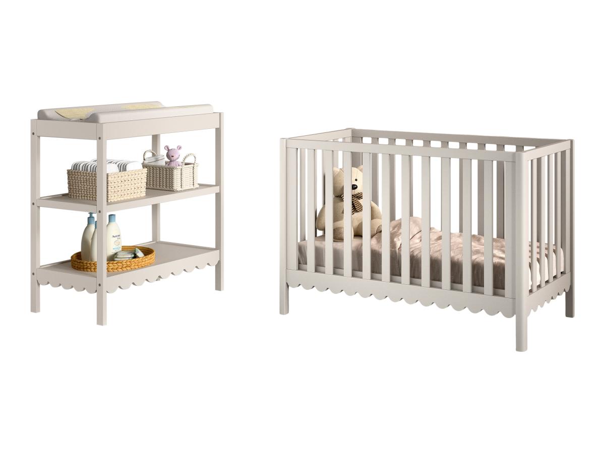Ensemble Chambre swingo lit bébé 60x120 + table à langer clay