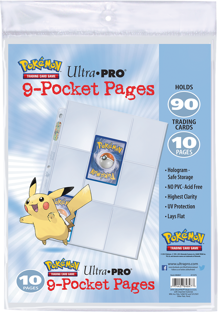 10 Feuilles de rangement pour classeur pokemon