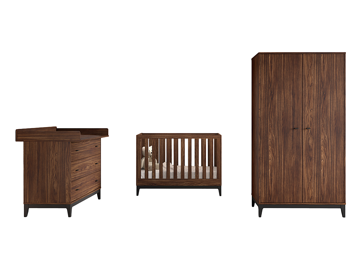 Ensemble Chambre ilyas lit bébé 60x120 + commode + plan à langer + armoire 2 portes