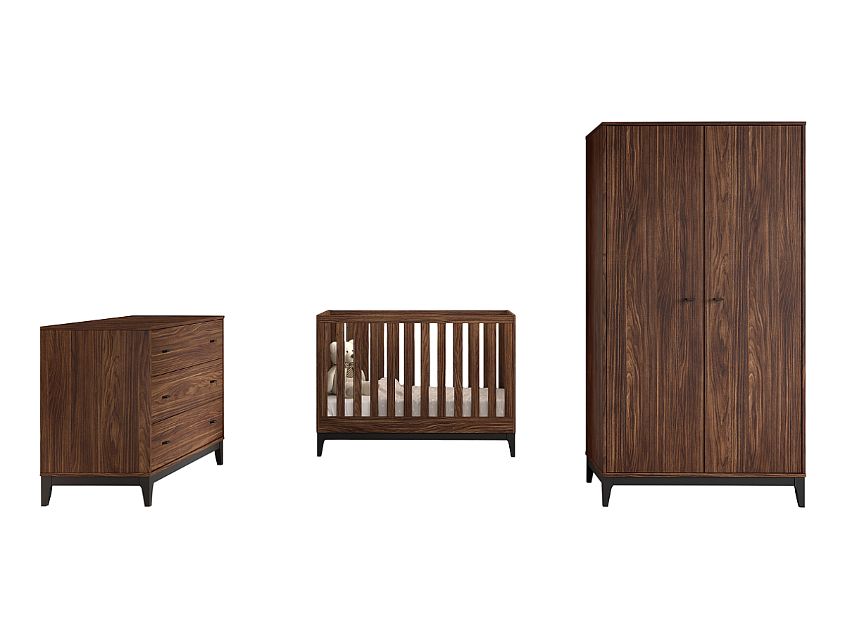 Ensemble Chambre ilyas lit bébé 60x120 + commode + armoire 2 portes