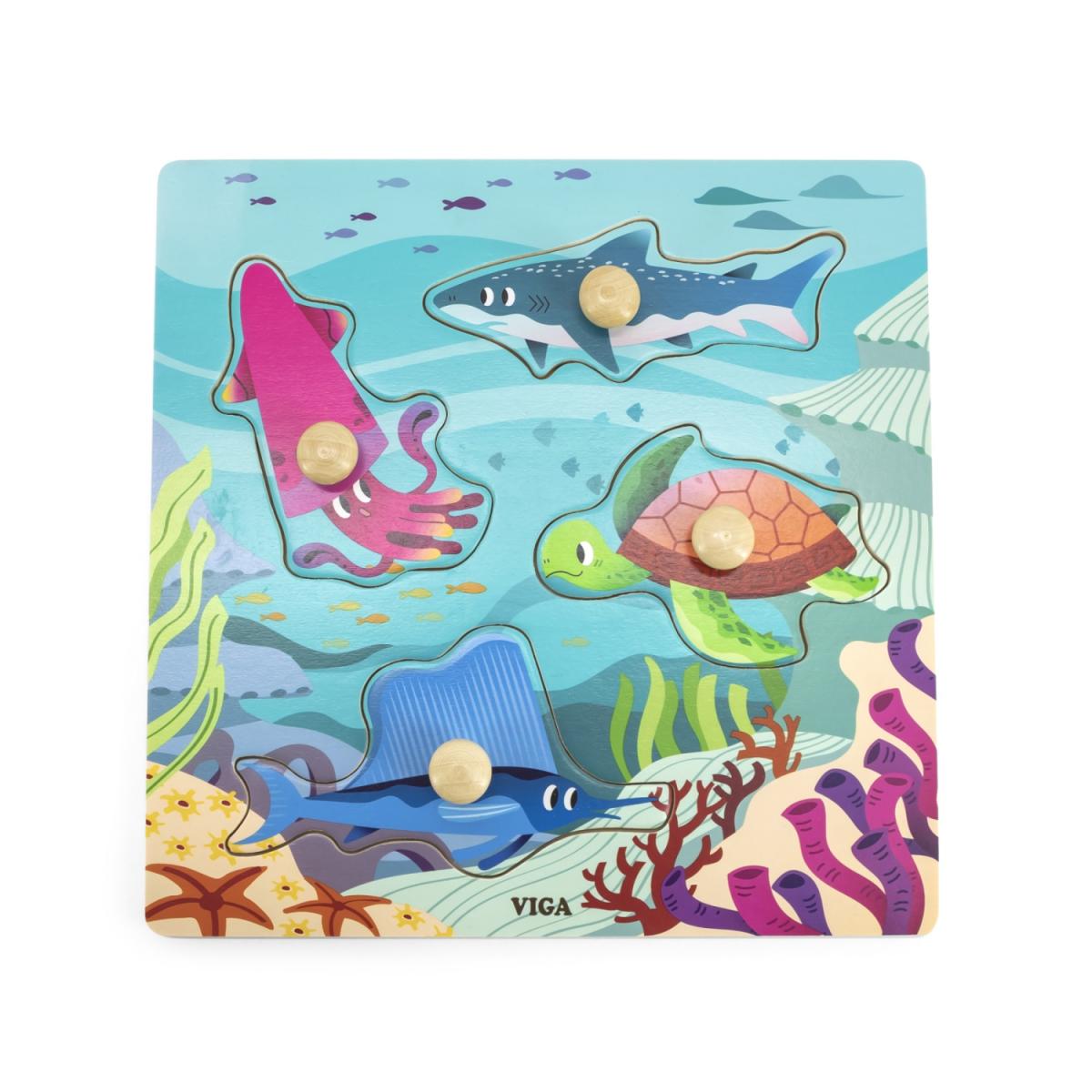 Puzzle à encastrer en bois Viga 44594 - Animaux marins