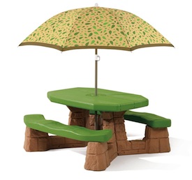 Table picnic Naturally Playful avec parasol- socle brun