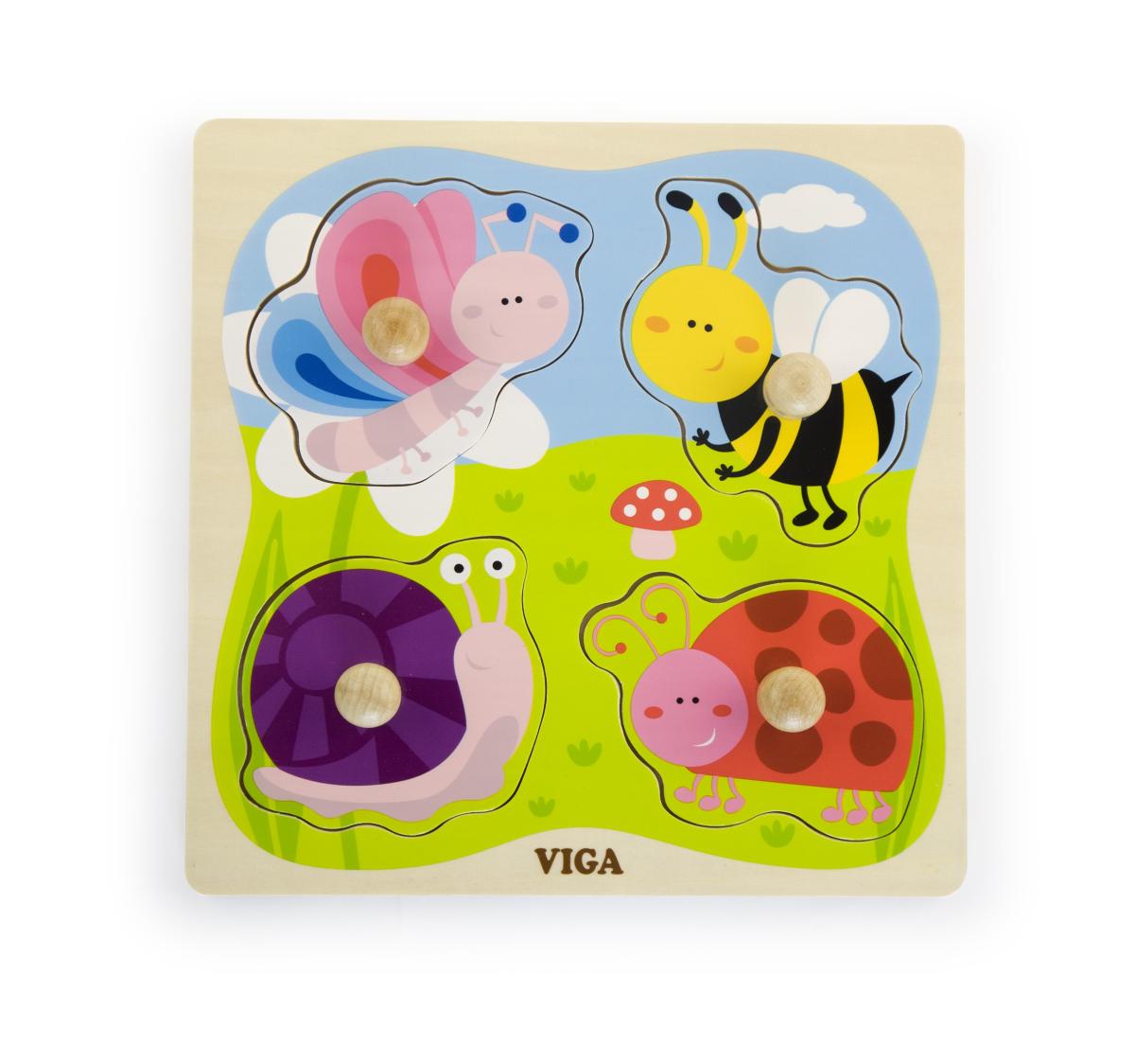 Puzzle plat à gros bouton Viga 50131 - Insecte