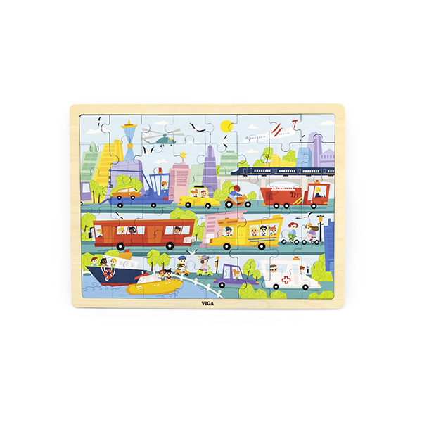 Puzzle en bois 48 pièces Viga 44582 - Transports urbains