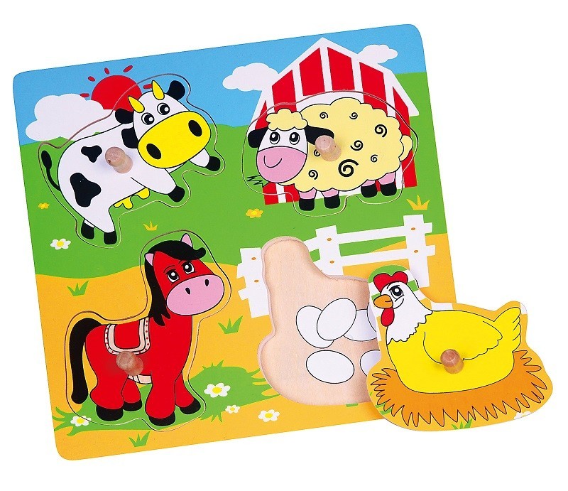 Puzzle plat en bois Viga 59562 - Animaux de la ferme