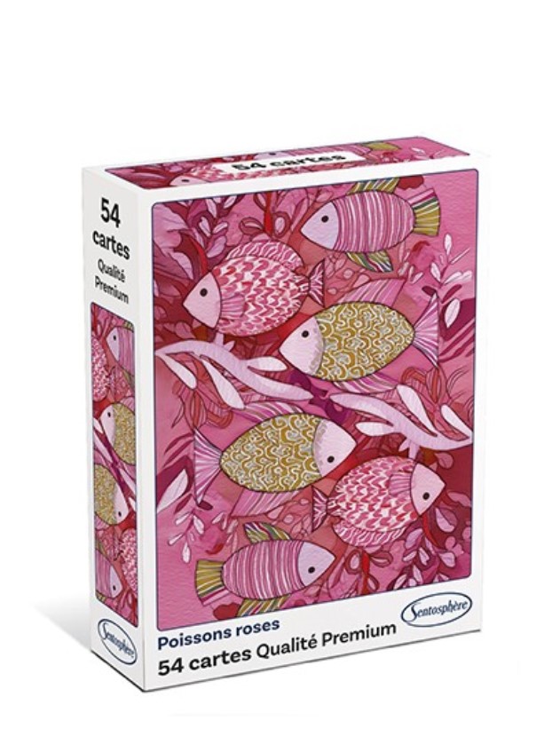 Jeu de 54 cartes classiques - poissons roses