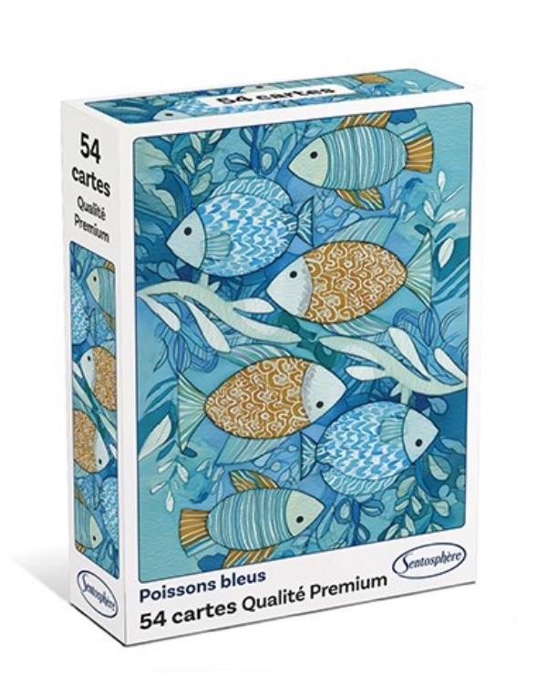 Jeu de 54 cartes classiques - poissons bleus