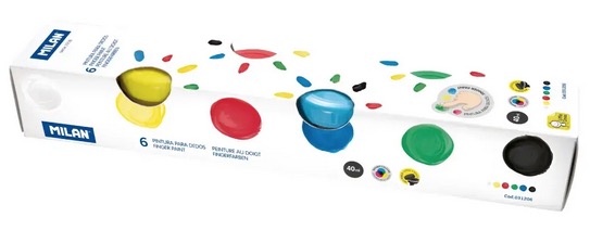 Boîte 6 pots 40 ml peinture au doigt couleurs basiques