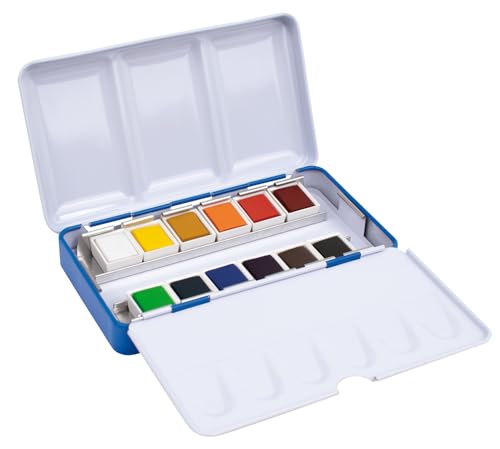 Trousse métallique 12 aquarelles demi-godet