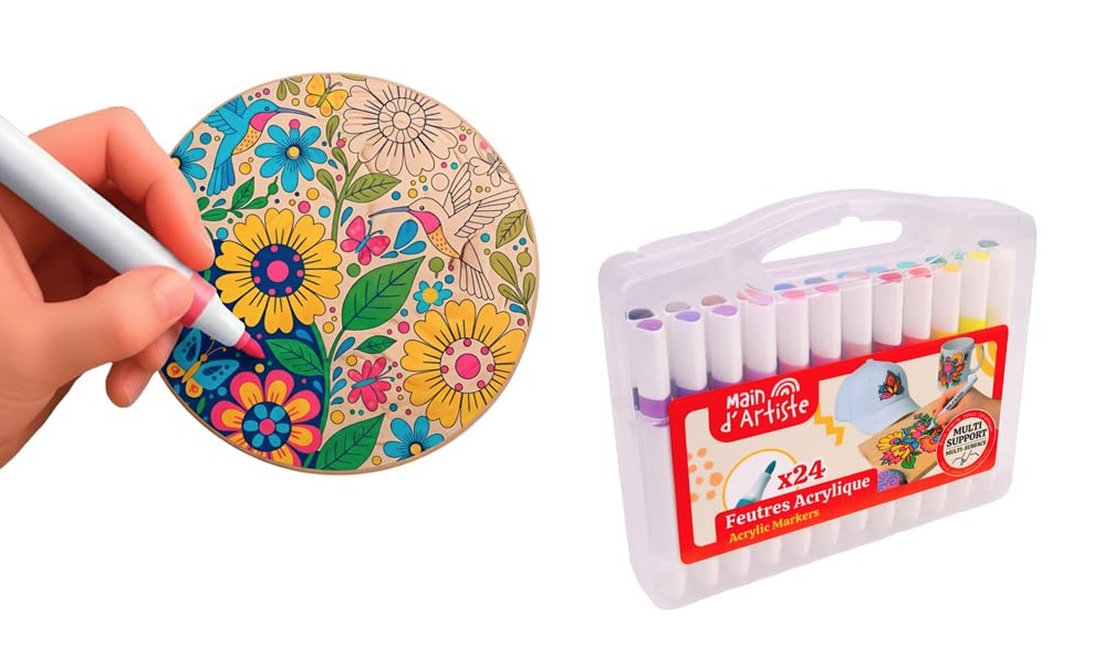 Boite 24 feutres acrylique Multi supports