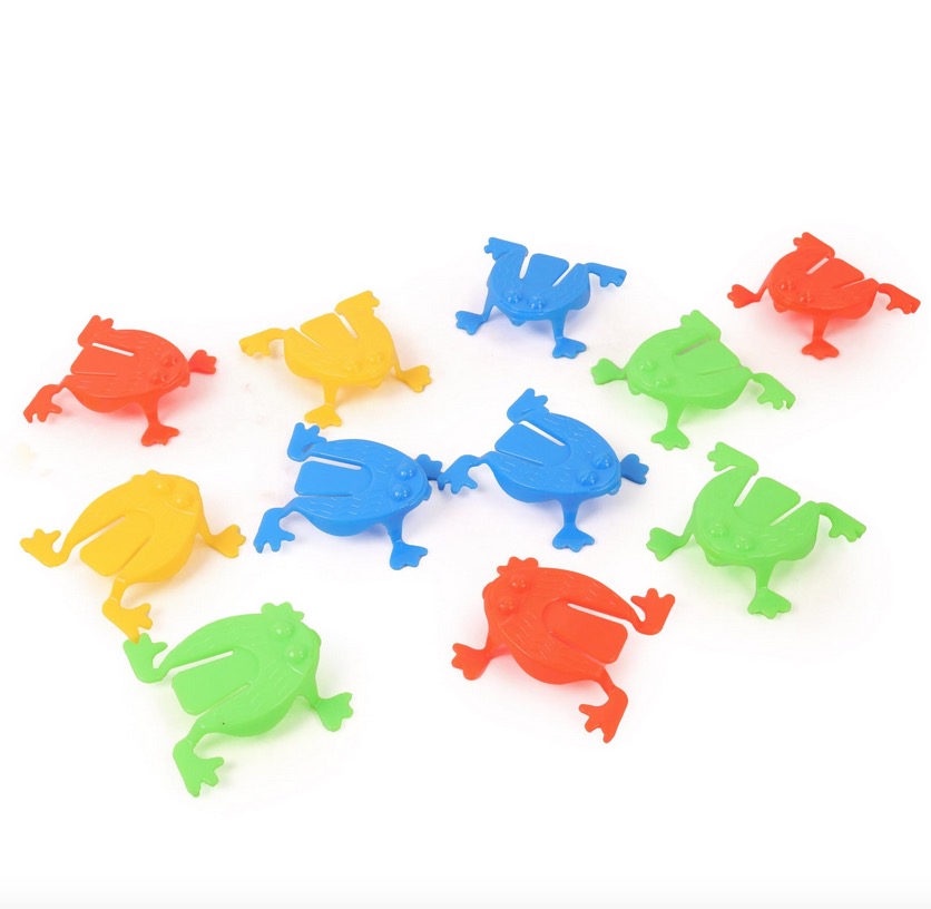 Barril 12 grenouilles sauteuses en plastique