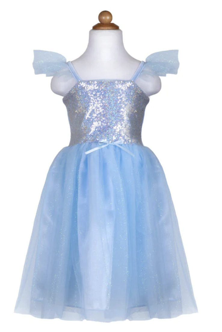 Robe de princesse sequins bleue, 3-4ans